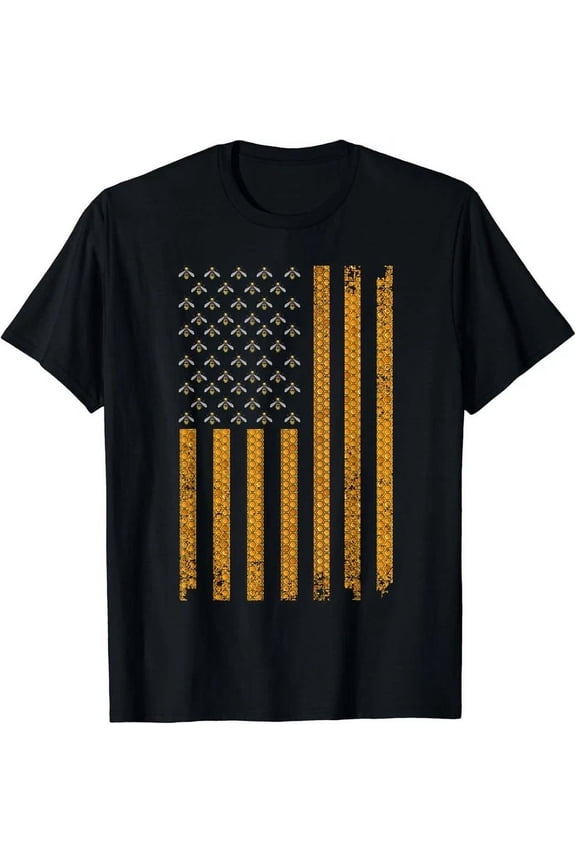 Cool Bee Keeper Art For Men Women Us Flag Honey Beekeeping Gift T-Shirt Unisex S-5XL Hot Trending Shirt, Vintage Birthday Gift