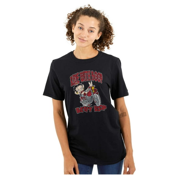 Cool Betty Boop Biker Ride Cartoon Women Plus Size Graphic Tee Tees Brisco Brands 2X