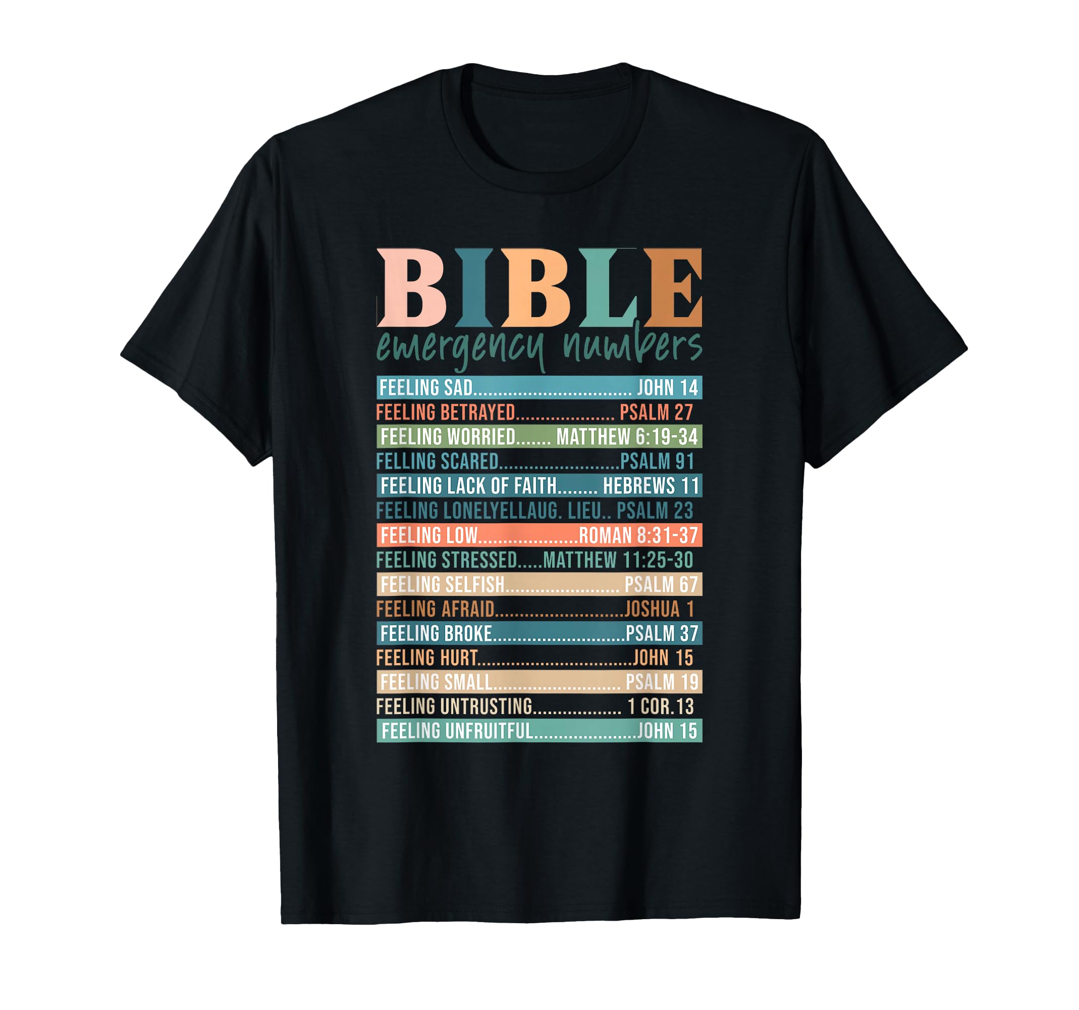 Shirts With Scriptures Cool Bible Emergency Numbers T-Shirt with Comforting Phrases and ...