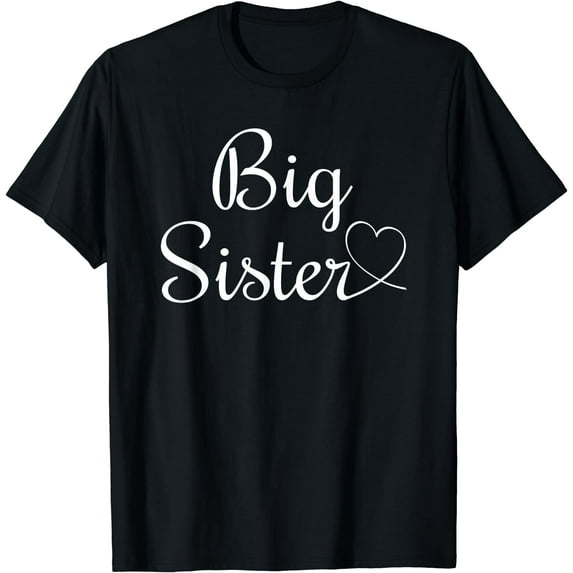 Cool Big Sister Heart Women T-Shirt Black 4X-Large