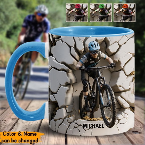 Cool Biker - Personalized Dirt Bike Accent Mug, Personalized Biker Accent Mug, Bike Racer Coffee Cup Gift for Men, Custom Gift 2025