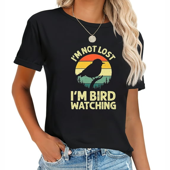 Cool Bird Watching Design Women Bird Watcher Birde Casual Women's Short Sleeve Shirt - Graphic Tees with Stylish Prints