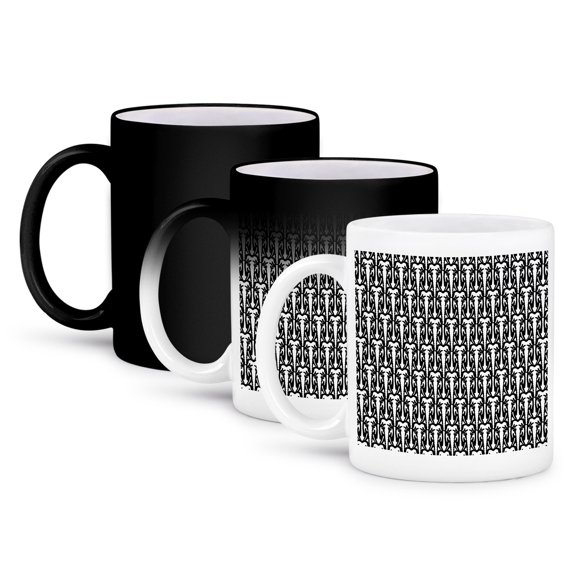 Cool Black And White Elephant Head Pattern, 11oz Magic Transforming Mug