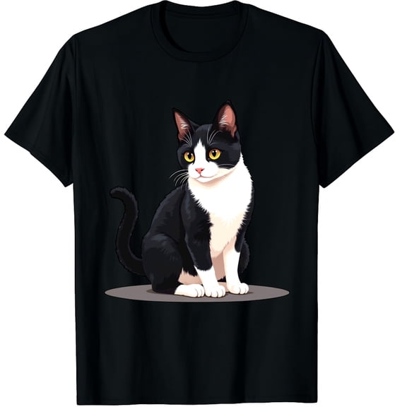 Cool Black Cat Kitten Red Heart Glasses Happy valentines Day Graphic Crew Neck Short Sleeve T-Shirts (Men's, Women's)