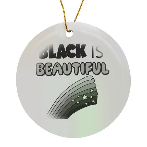 3drose, Cool Black Is Beautiful with Rainbow for Social Justice and Equality, Circle Porcelain Ornament