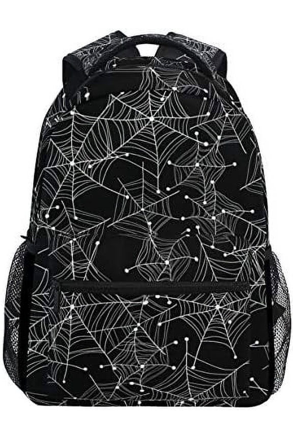 Cool Black Spider Web School Backpack Stylish Spider Bookbag Funny Dirt-Proof Casual Backpack Student Backpack for Students Travel Hiking Camping Daypack