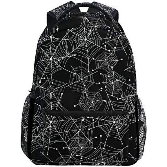Cool Black Spider Web School Backpack Stylish Spider Bookbag Funny Dirt-Proof Casual Backpack Student Backpack for Students Travel Hiking Camping Daypack