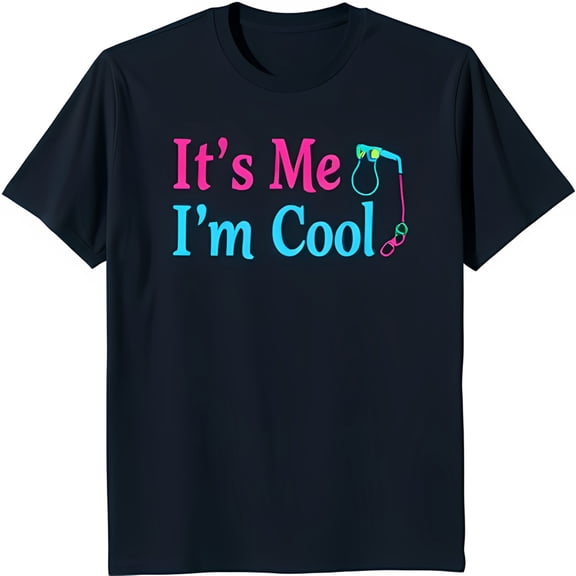 Cool Black T-Shirt with Bold 'It's Me I'm Cool' Graphic & Sunglasses Design