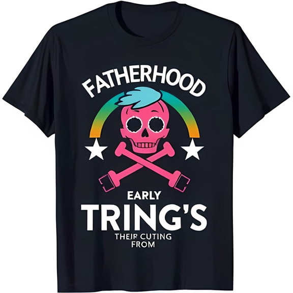 Cool Black T-Shirt with Pink & Sunglasses Fun Fatherhood Graphic Tee