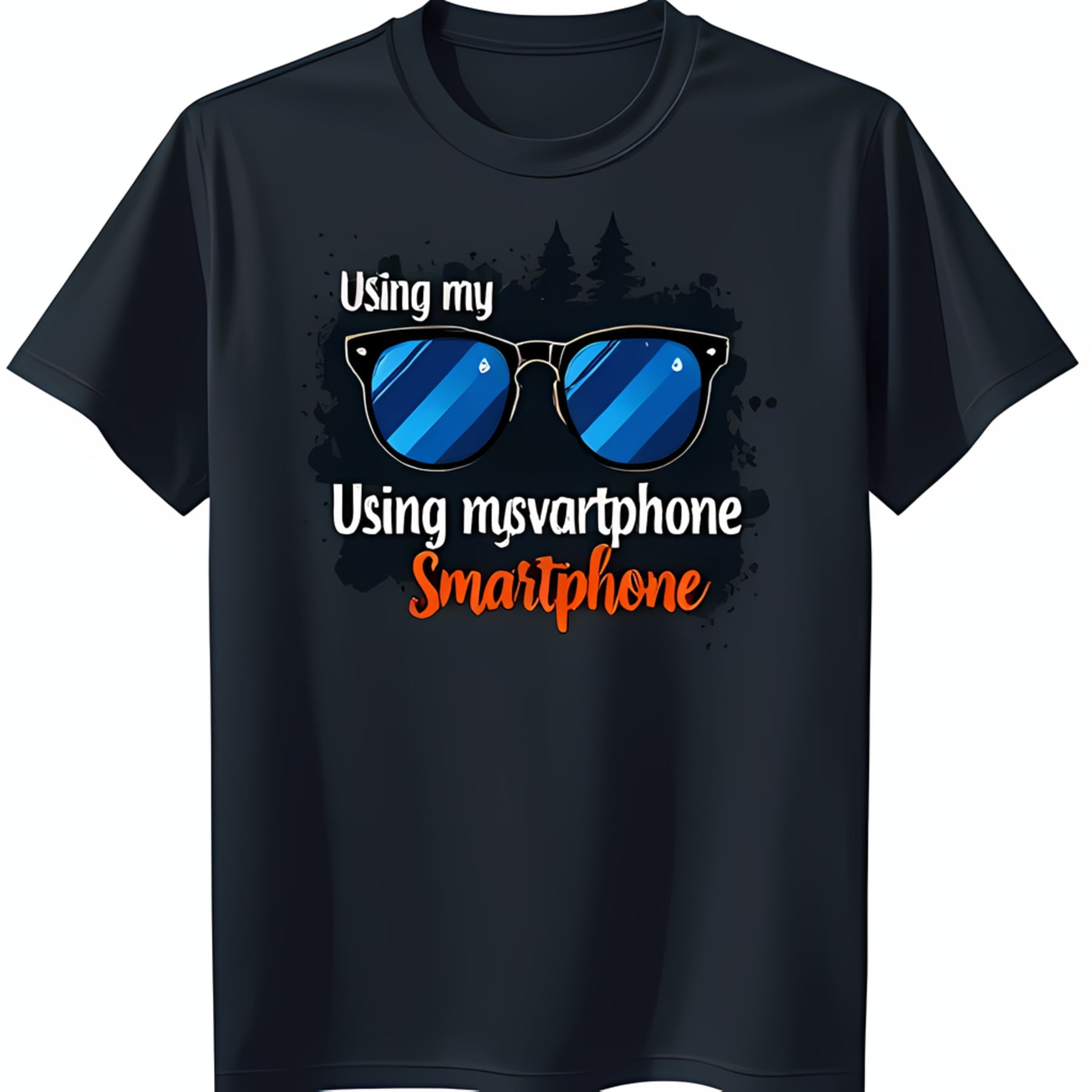 Cool Black TShirt with Sunglasses Graphic 'Using My Smartphone' Design