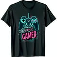 thumbnail image 1 of Cool Black T-Shirt with Vibrant Controller Graphic I THE GAMER, 1 of 5