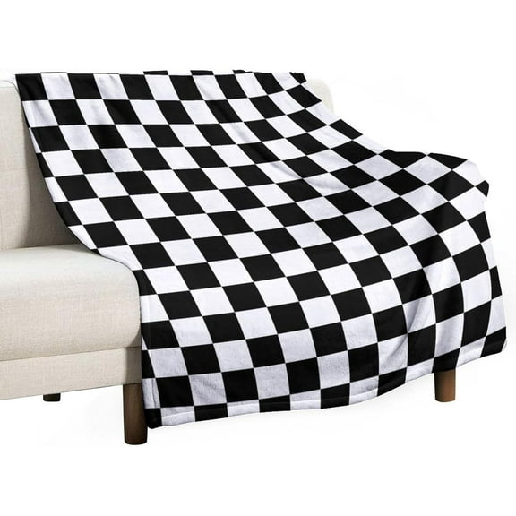 Cool Black and White Checkered Throw Blankets Christmas Birthday American National Flag Decor Eagle Lovers Gifts for Home Bed Couch 50"x60"