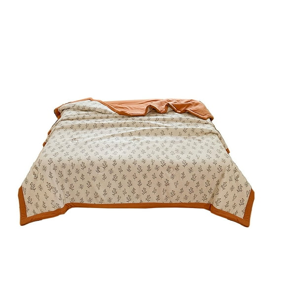 Cool Blanket for Sleeping,Hwkond Summer Washed Cotton Conditioned Quilt Summer Cool Quilt Machine Washable Single Thin Quilt Quilt Core Student Bedroom Dormitory Summer Quilt,Orange,150x200cm