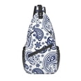 thumbnail image 1 of Cool Blue And White Vintage Paisley Style Crossbody Sling Backpack Men Flowers Pattern Shoulder Chest Bags for Traveling, 1 of 7