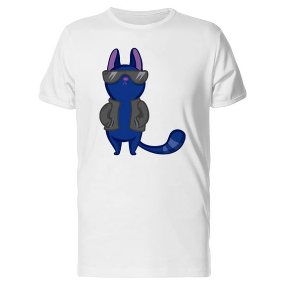 Cool Blue Cat T-Shirt Men -Image by Shutterstock, Male Medium