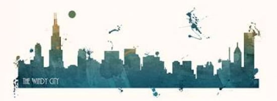 Cool Blue Chicago Canvas Art - Anna Quach (24 x 48)