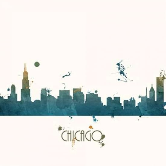 Cool Blue Chicago - Sq Canvas Art - Anna Quach (24 x 24)