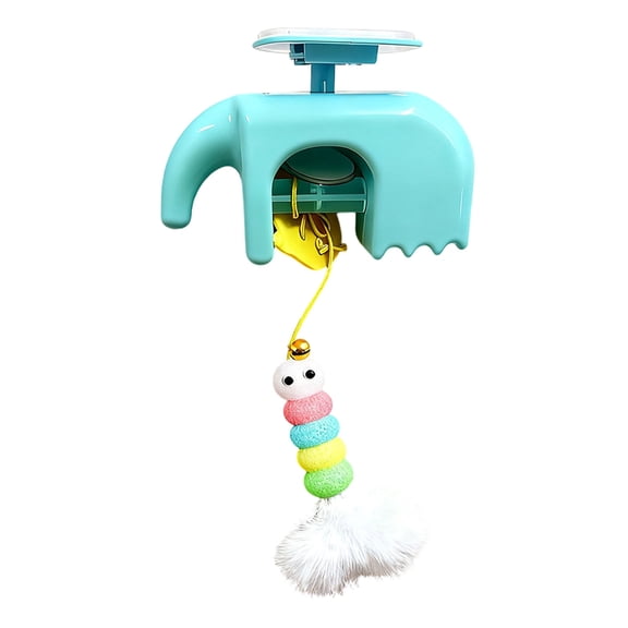 Cool Blue Elephant Automatic Interactive Hanging Cat Toy, Door/Ceiling Mounted Elevating Cat Teaser, 3 Speed Quiet Motion Activated Kitten Toy for Indoor Cats, Exercise & Enrichment Play