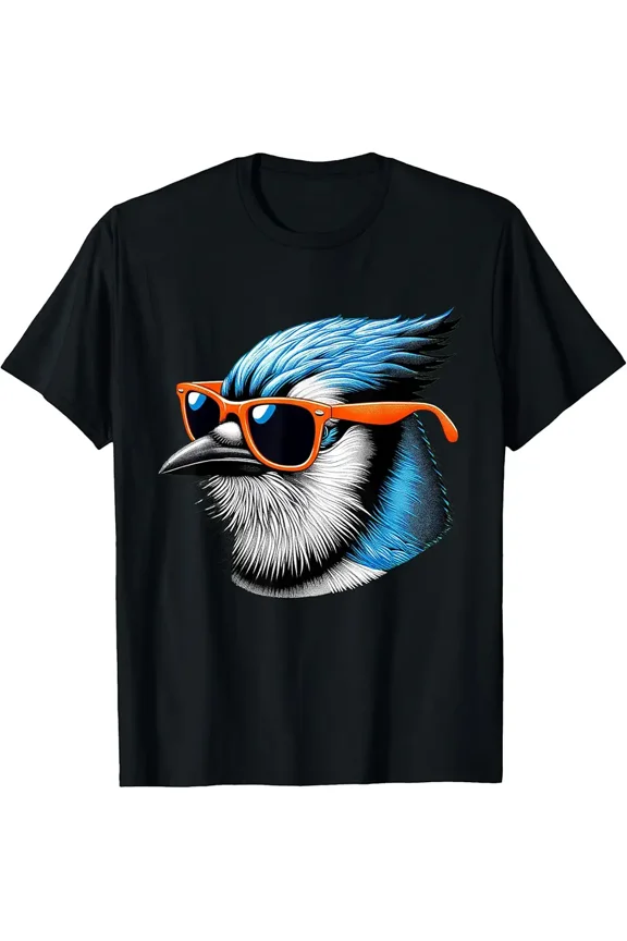 Cool Blue Jay Wearing Sunglasses Art Unisex T-Shirt up to Size 5XL