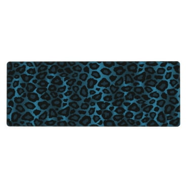 Cool Blue Leopard Animal Print Mousepad Large Mouse Pad Desk Pad Computer Keyboard Mouse Mat With Non Slip Rubber Base 11.8" x 31.5"
