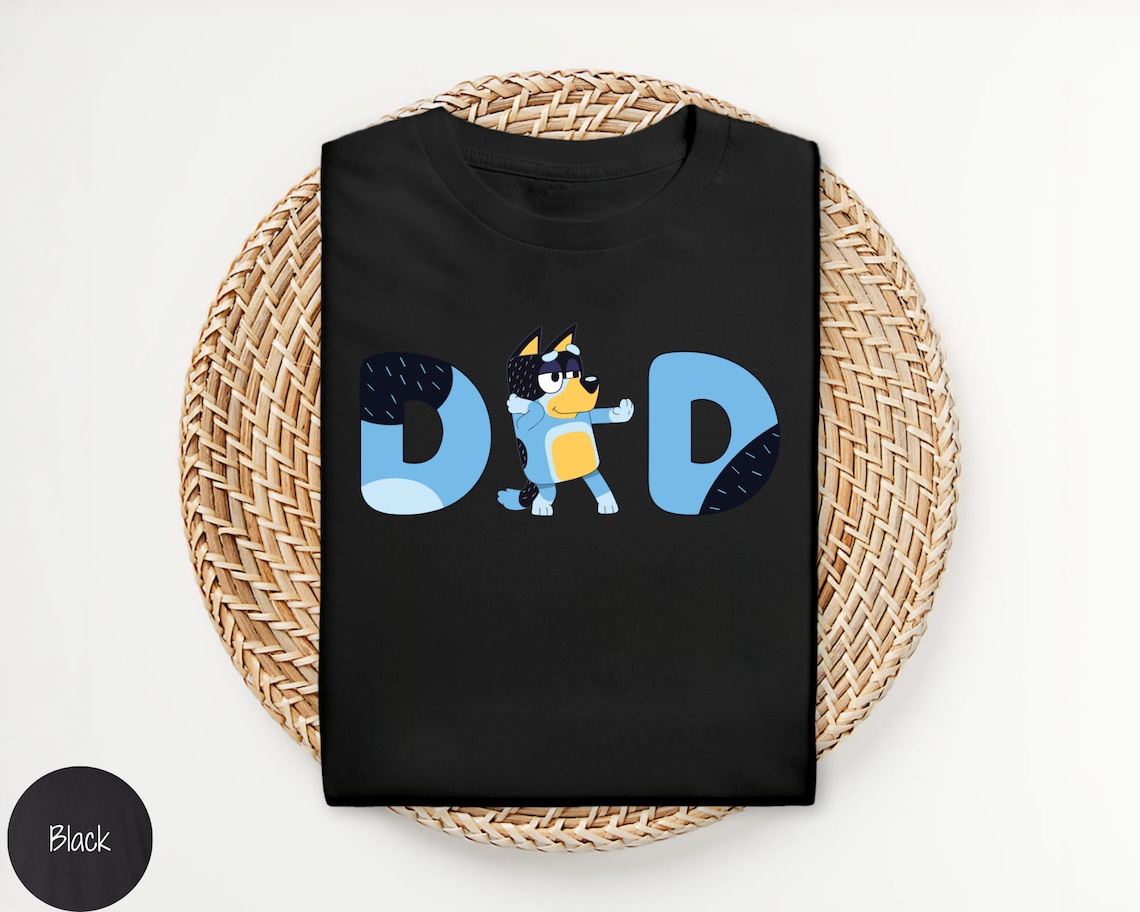 Cool Bluey Dad BLACK Shirt, Bluey Parent Shirt, Bandit Chilli Shirt