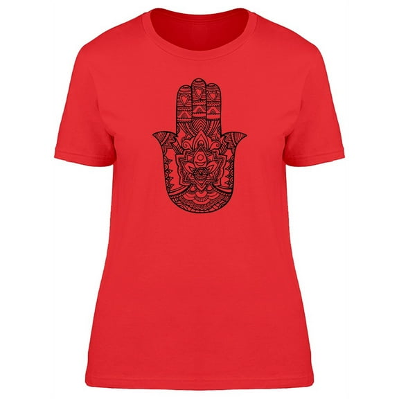 Cool Boho Floral Hamsa Hand T-Shirt Women -Image by Shutterstock, Female Large