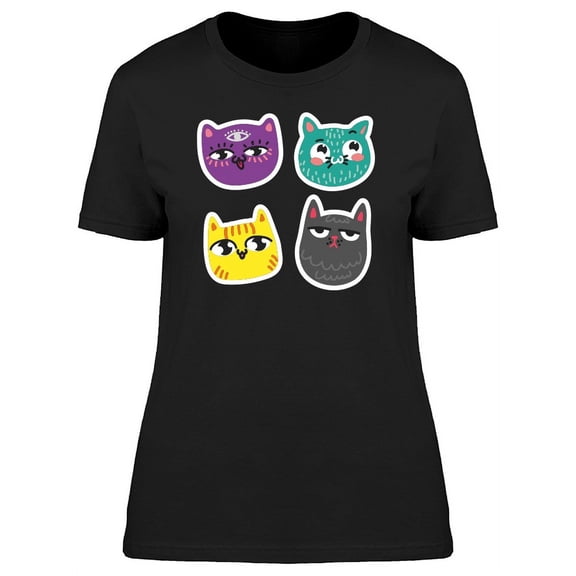 Cool Boho Kitten Doodles T-Shirt Women -Image by Shutterstock, Female Small