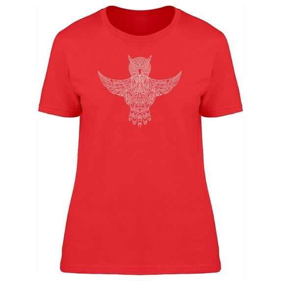 Cool Boho Owl Doodle Sketch T-Shirt Women -Image by Shutterstock, Female Medium