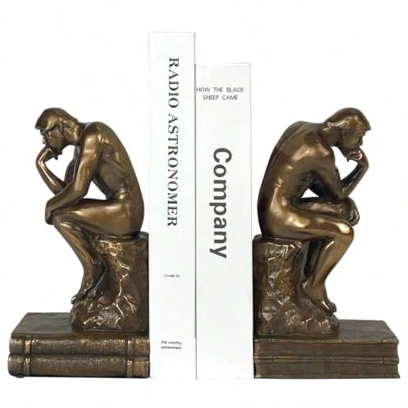 Cool Bookends Gold Decorative Unique Book Ends Book Stopper The Thinker Statue Sculpture Home Decor 2 Pack