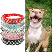 Cool Boy Girl Dog Collars for Small Medium Large Dogs, Adjustable Spiked Microfiber Leather Dog Collars Male Female Pet Dog Collars for Wedding Party Holiday, Pink