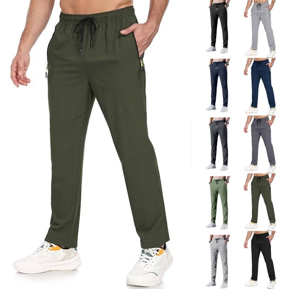 Cool Breathable Pants Mens Ice Silk Lightweight Pant Quick Drying Active Trousers Over 50 Summer A Army Green XL
