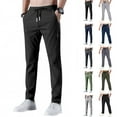 thumbnail image 1 of Cool Breathable Pants Mens Ice Silk Lightweight Pant Quick Drying Active Trousers Over 50 Summer B Black M, 1 of 5