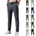 thumbnail image 1 of Cool Breathable Pants Mens Ice Silk Lightweight Pant Quick Drying Active Trousers Over 50 Summer B Dark Gray S, 1 of 5