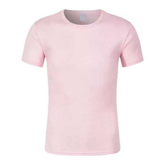 Cool Breathable Quick-Drying Tees, Short Sleeve, Casual, Polyester Ice Silk, Pink XL, Size S-XXXXL