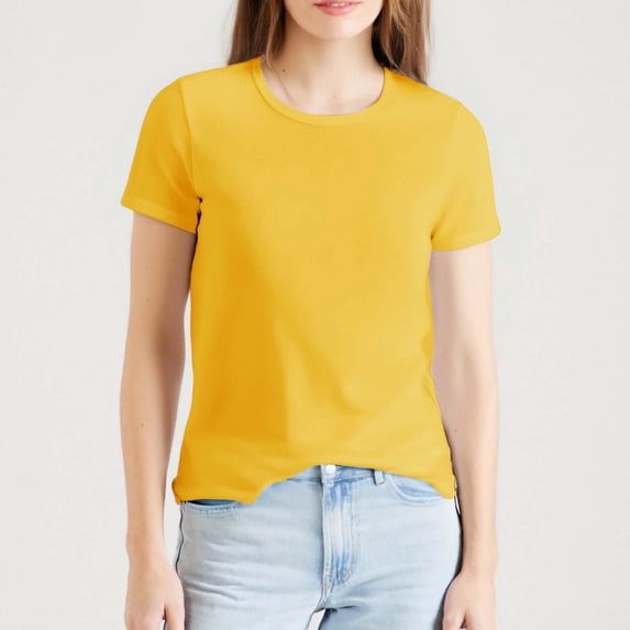 Cool Breathable Quick-Drying Tees, Short Sleeve, Casual, Polyester Ice Silk, Yellow XL, Size S-XXXXL