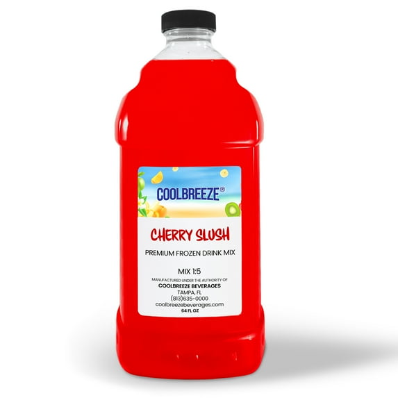 Cool Breeze Beverages All Natural Shelf Stable Fruit/Drink Mix - 1/2 Gal (64fl oz) Bottle - Cherry, 4 Pack