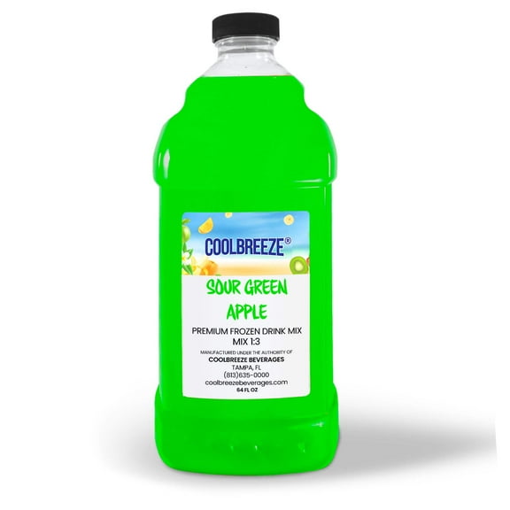 Cool Breeze Beverages All Natural Shelf Stable Fruit/Drink Mix - 1/2 Gal (64fl oz) Bottle - Sour Green Apple