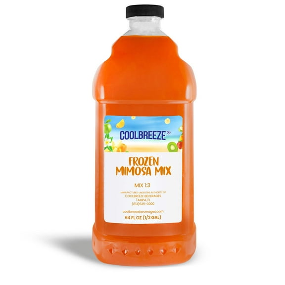 Cool Breeze Beverages Shelf Stable All Natural Fruit/Drink Mix - 1/2 Gal (64fl oz) Bottle - Frozen Mimosa with PULP