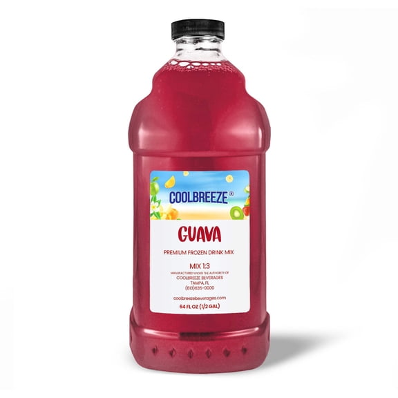 Cool Breeze Beverages Shelf Stable All Natural Fruit,Drink Mix - 1/2 Gal (64fl oz) Bottle - Guava PINK