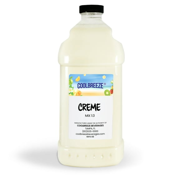 Cool Breeze Beverages Shelf Stable Fruit/Creamer/Drink Mix Creme Non Dairy- 1/2 Gal (64fl oz) Bottle - Crème Vanilla, 2 Pack