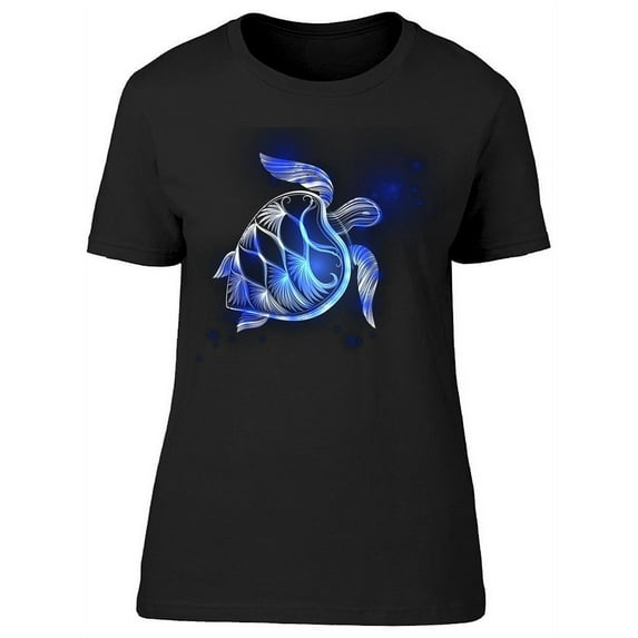 Cool Bright Blue Turtle Graphic T-Shirt Women -Image by Shutterstock, Female Small