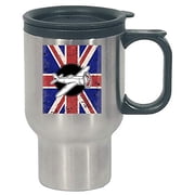 Cool British - Flag Plane Flying - UK England Country Pride - Stainless Steel Travel Mug