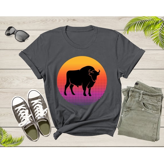 Cool Bull Cattle Animal Silhouette Farm Animal at Sunset T-Shirt Bull Shirt for Men Women Kids Boys Girls Teens Graphic Animal Gift Tshirt