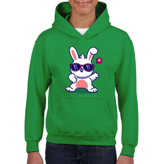 Cool Bunny W Sunglasses Hoodie Juniors -Image by Shutterstock, Medium