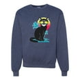 thumbnail image 1 of Cool California Beach Kitten Silhouette Sun Cat | Mens Cat Lover Crewneck Graphic Sweatshirt, Vintage Heather Navy, 2XL, 1 of 4