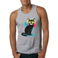 thumbnail image 1 of Cool California Beach Kitten Silhouette Sun Cat | Mens Cat Lover Graphic Tank Top, Heather Grey, Large, 1 of 4