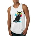 thumbnail image 1 of Cool California Beach Kitten Silhouette Sun Cat | Mens Cat Lover Graphic Tank Top, White, Large, 1 of 4
