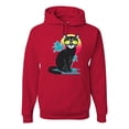 thumbnail image 1 of Cool California Beach Kitten Silhouette Sun Cat | Mens Cat Lover Hooded Sweatshirt Graphic Hoodie, Red, Small, 1 of 4