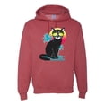 thumbnail image 1 of Cool California Beach Kitten Silhouette Sun Cat | Mens Cat Lover Hooded Sweatshirt Graphic Hoodie, Vintage Heather Red, Large, 1 of 4