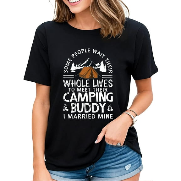 Cool Camping Buddies Gift For Women Funny Wife T-Shirt for Women Black Large